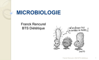 MICROBIOLOGIE
Franck Rencurel
BTS Diététique
1Franck Rencurel, 2020 BTS diététique
 