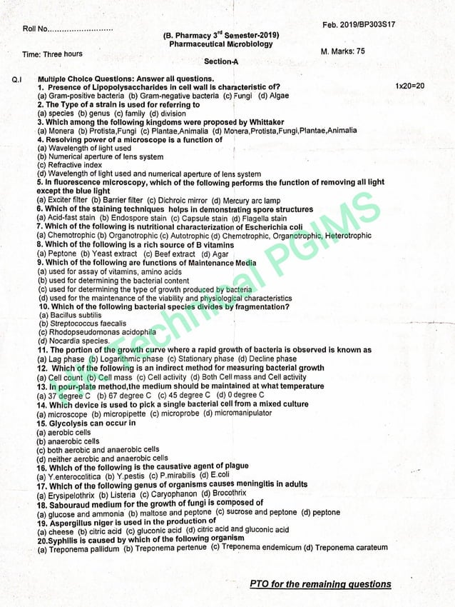 Microbiology question paper himanshu PDF