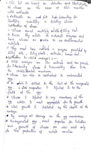 3 Th t 0 6aud on outution and
dunittaln
ouiw
oth ami bodiot
th thuir actfon
on
rl bodi d d full inels laloaatoay fovr
iololing vioute
dundng
Culvotion oviu
quantiig
tVu Can not muliply outadu of living hot
houd.
4Ry wntaro mtabolit hzymu and
vi 0 anab to w
enironmuntal
nurienu
3Th must hove nuditn n
tnzymu prooud by
hove
O
cell Living plaöu, animau, humon hat.
FCulRvoon tn chick mbryot
Chik mbayo
intodueinq
lRve anmou and Orv
poot«du
viul nocculating thom n to
choio dloanBoic mumbnan
Can oxlle b Cultivated n mbronatto
vruu
ho drillud n thu chell of t mbprat!
nueted n to the
99 a val Awenufoo
ufd of th 99
99
Ual grouth
mbryo
many mimbran ofh
mort appropriatt tt gouoth.
by th duoth of
uohith&
ndaud
emonyo coll damag 0 t 9 mumbranu
Populan solation
Embyonat.d 99, mort
and qvowth o
o the produhOn of
nOuO wd only
Catao
 