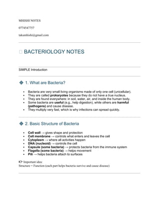 Comprehensive Bacteriology Notes: Structure, Classification, and ...