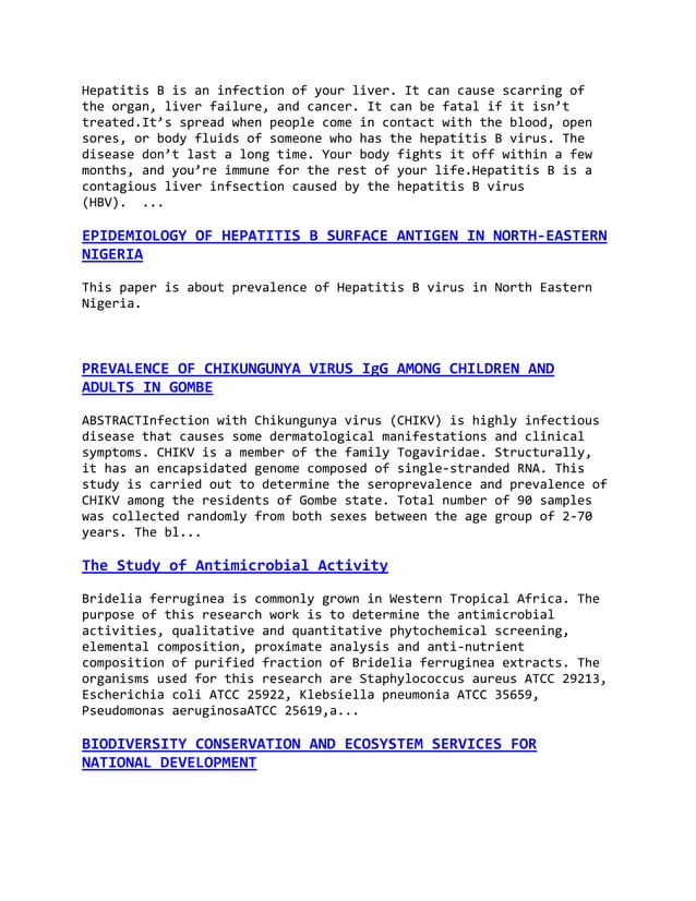 Microbiology academic papers and microbiology project topics PDF