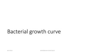 Bacterial growth curve
8/27/2023 MICROBIOLOGY INTRO BLOCK
 