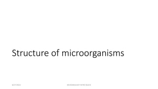 Structure of microorganisms
8/27/2023 MICROBIOLOGY INTRO BLOCK
 