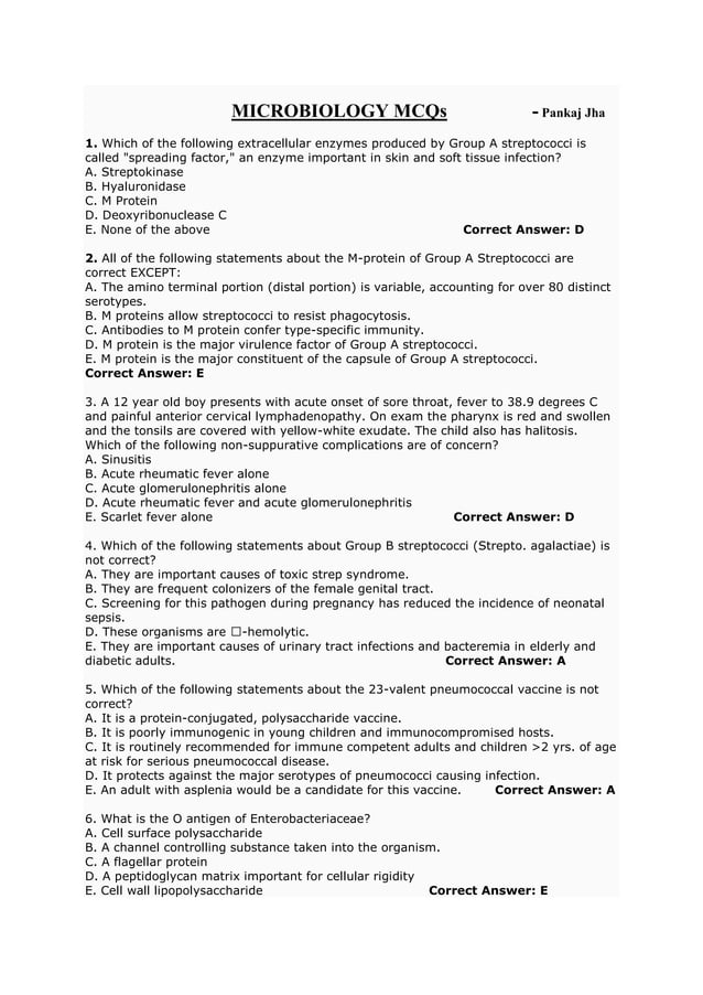 Microbiology MCQs PDF