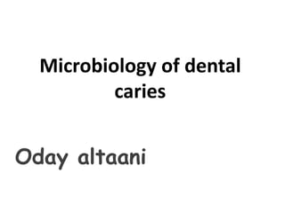 Microbiology of dental
caries
Oday altaani
 