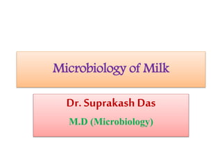 Microbiology of Milk
Dr. Suprakash Das
M.D (Microbiology)
 
