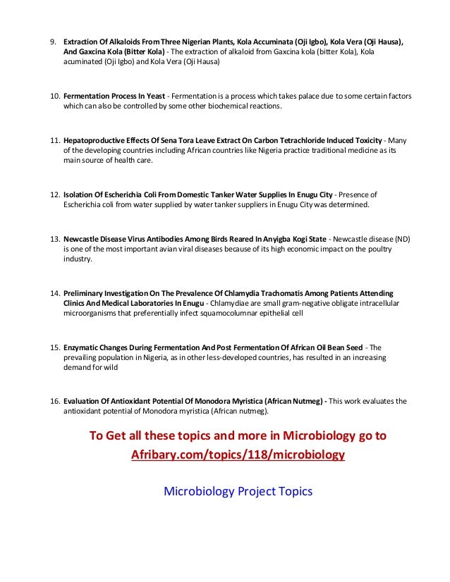 Recent thesis topics in medical microbiology