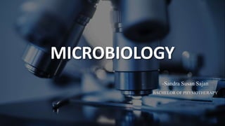 MICROBIOLOGY
-Sandra Susan Sajan
BACHELOR OF PHYSIOTHERAPY
 