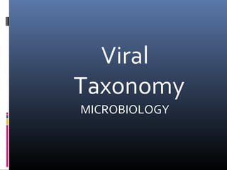 Viral
Taxonomy
MICROBIOLOGY
 