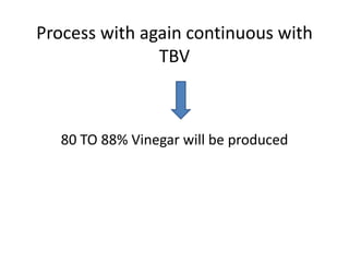 Process with again continuous with
TBV
80 TO 88% Vinegar will be produced
 