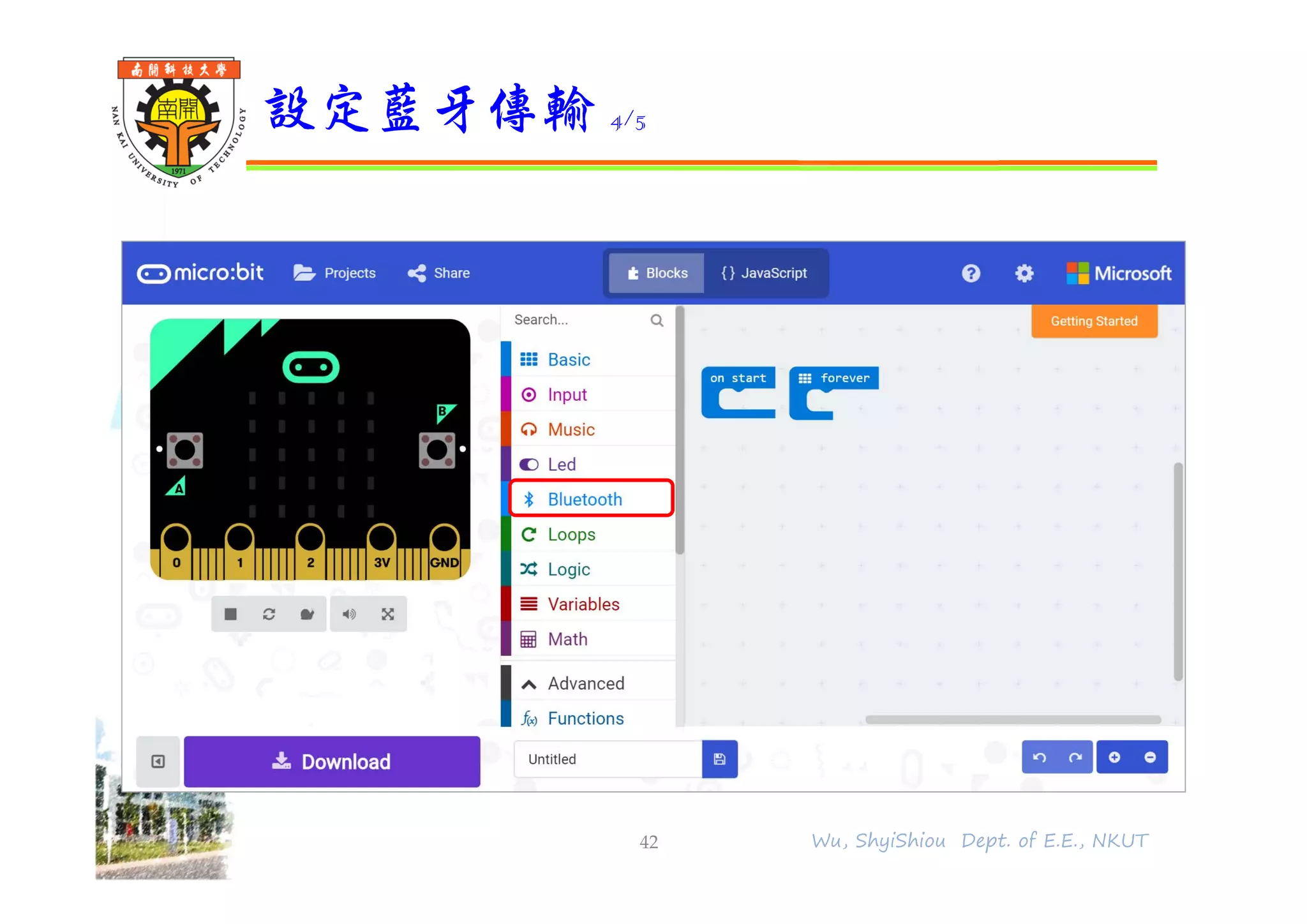 shapethefuture
設定藍牙傳輸 4/5
42 Wu, ShyiShiou Dept. of E.E., NKUT
 
