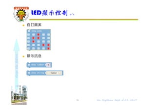 shapethefuture
 自訂圖案
 顯示訊息
LED顯示控制 4/4
20 Wu, ShyiShiou Dept. of E.E., NKUT
 