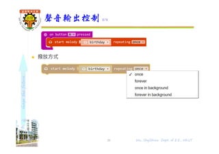 shapethefuture
 撥放方式
聲音輸出控制 2/2
35 Wu, ShyiShiou Dept. of E.E., NKUT
 