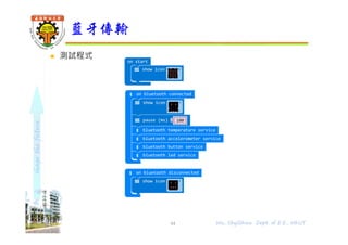 shapethefuture
 測試程式
藍牙傳輸
44 Wu, ShyiShiou Dept. of E.E., NKUT
 