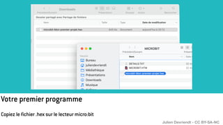 Copiez le fichier .hex sur le lecteur micro:bit
Votre premier programme
Julien Devriendt - CC BY-SA-NC
 