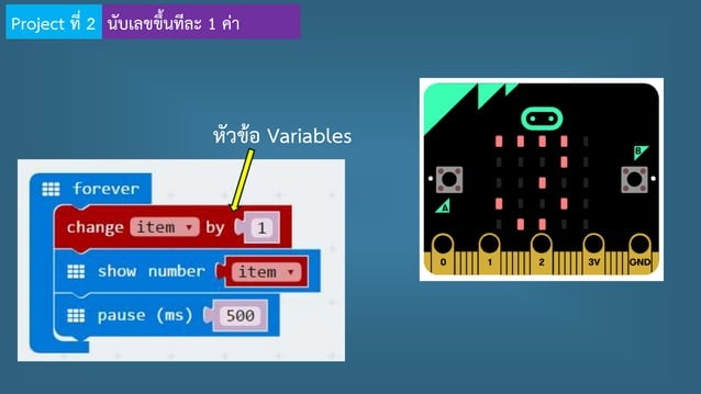 PowerPoint for micro:bit makeCode (JavaScript Blocks editor ) Thai | PPTX