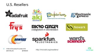 © Micro:bit Educational Foundation 2019
@microbit_edu @HalSpeed
22
U.S. Resellers
http://microbit.org/resellers/
 