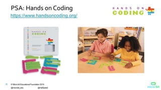 © Micro:bit Educational Foundation 2019
@microbit_edu @HalSpeed
25
PSA: Hands on Coding
https://www.handsoncoding.org/
 