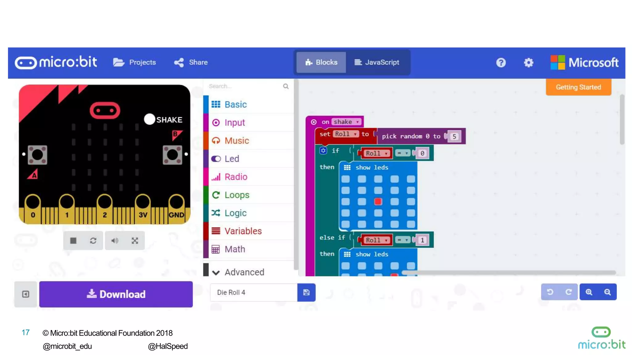17 © Micro:bit Educational Foundation 2018
@microbit_edu @HalSpeed
 