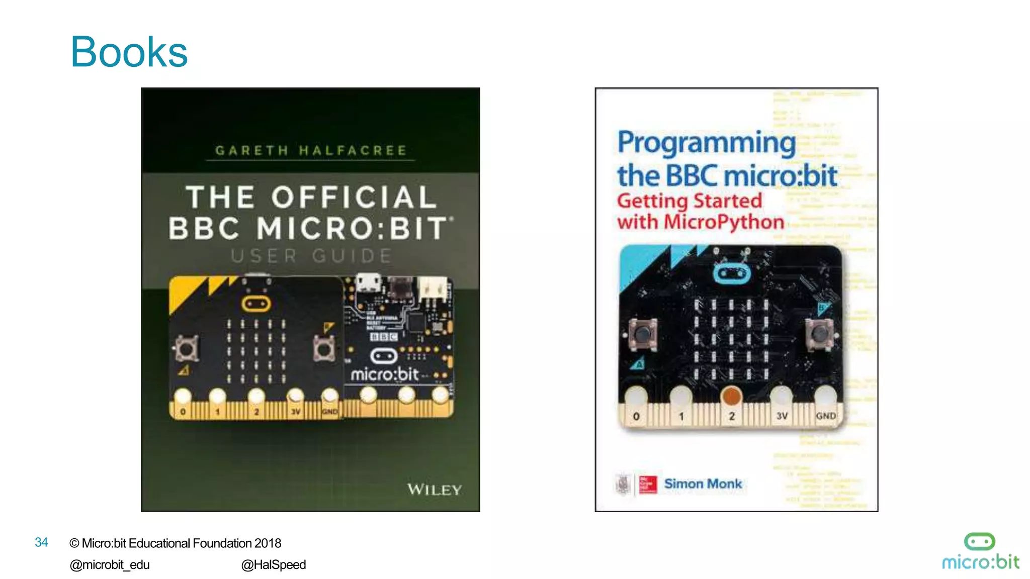 34 © Micro:bit Educational Foundation 2018
@microbit_edu @HalSpeed
Books
 
