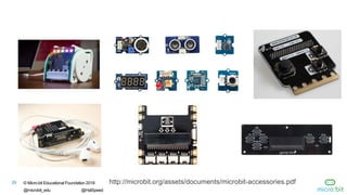 © Micro:bit Educational Foundation 2018
@microbit_edu @HalSpeed
29 http://microbit.org/assets/documents/microbit-accessories.pdf
 