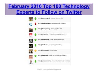 February 2016 Top 100 Technology
Experts to Follow on Twitter
©2016-2017 Nader Ale Ebrahim
 