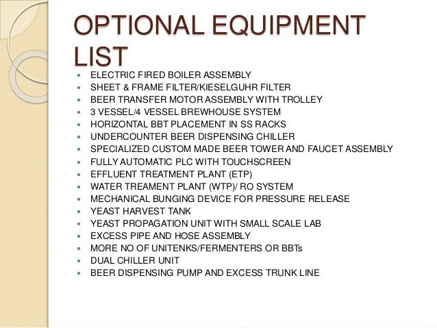 mechanical equipments list