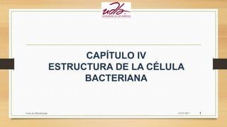 CAPÍTULO IV
ESTRUCTURA DE LA CÉLULA
BACTERIANA
03/07/2017Curso de Microbiología 1
 