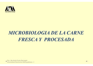 MICROBIOLOGIA DE LA CARNE
FRESCA Y PROCESADA
1
Dra. Lilia Arely Prado Barragán
Universidad Autónoma Metropolitana - I
 