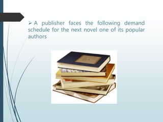  A publisher faces the following demand
schedule for the next novel one of its popular
authors
 