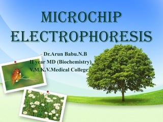 MICROCHIP
ELECTROPHORESIS
- Dr.Arun Babu.N.B
II year MD (Biochemistry)
V.M.K.V.Medical College
 