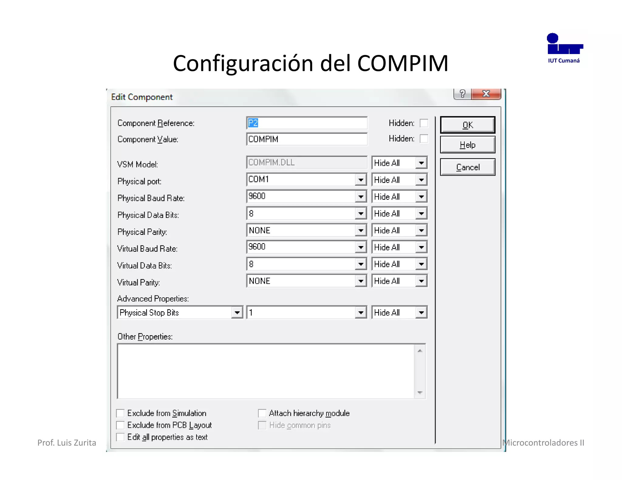 Configuración del COMPIM              IUT Cumaná




Prof. Luis Zurita                              Microcontroladores II
 