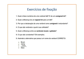 Exercícios de fixação
 