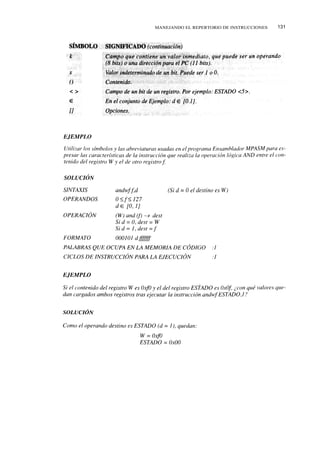 MANEJANDO EL REPERTORIO DE INSTRUCCIONES   131
 