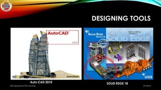 DESIGNING TOOLS
Auto CAD 2010
EEE Department PES University 5/7/2014
SOLID EDGE 18
 
