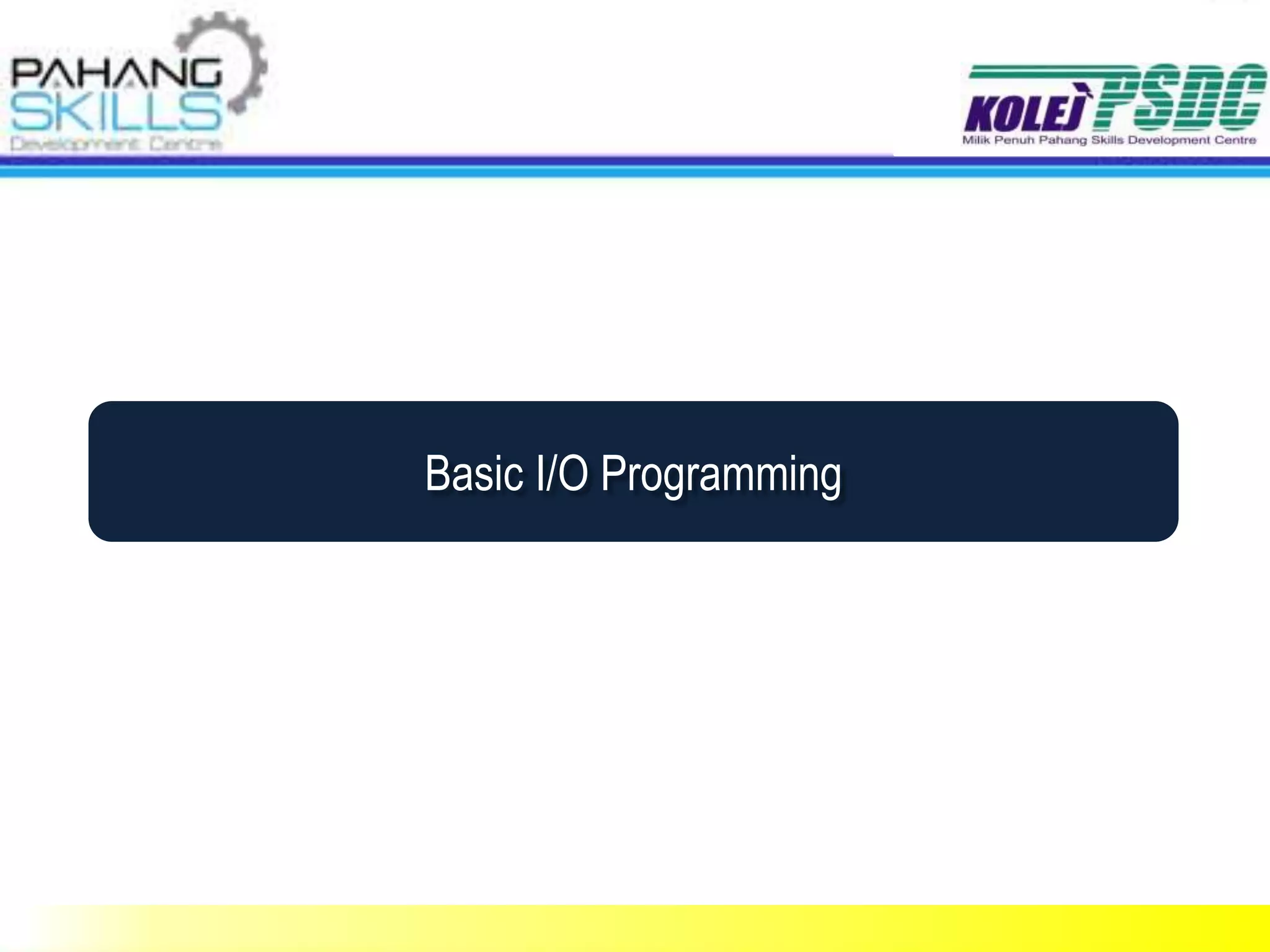 Basic I/O Programming
 