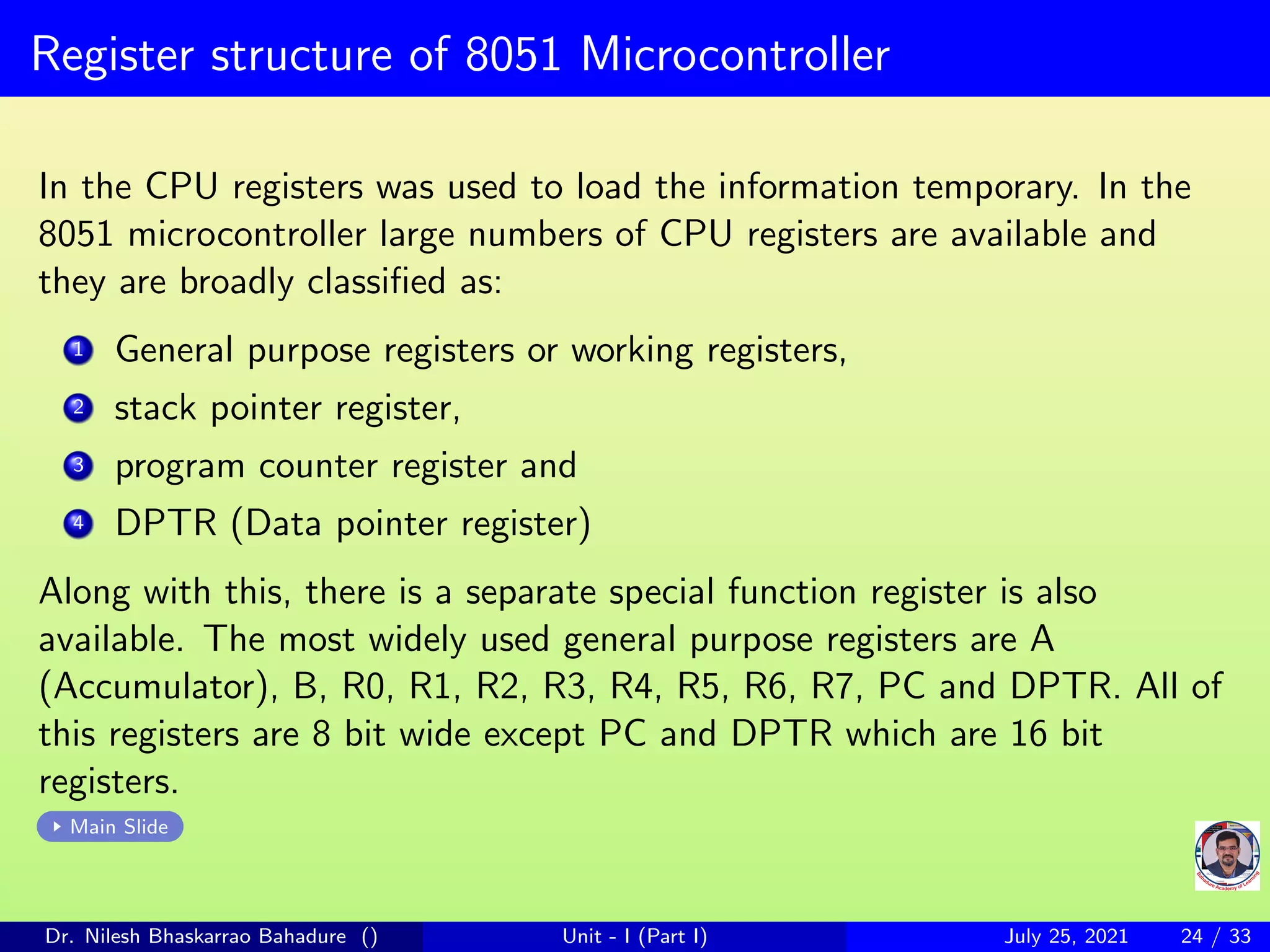 Microcontroller 8051 basics (part I) | PPT