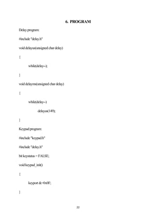 Microcontroller based digital code lock report 2 | PDF