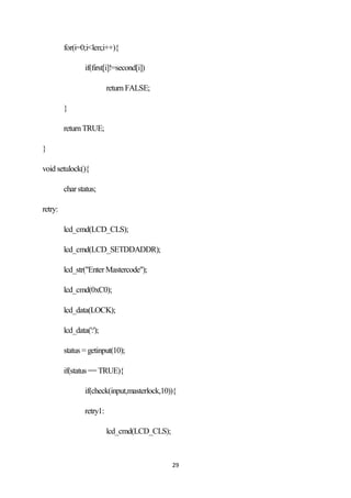 Microcontroller based digital code lock report 2 | PDF