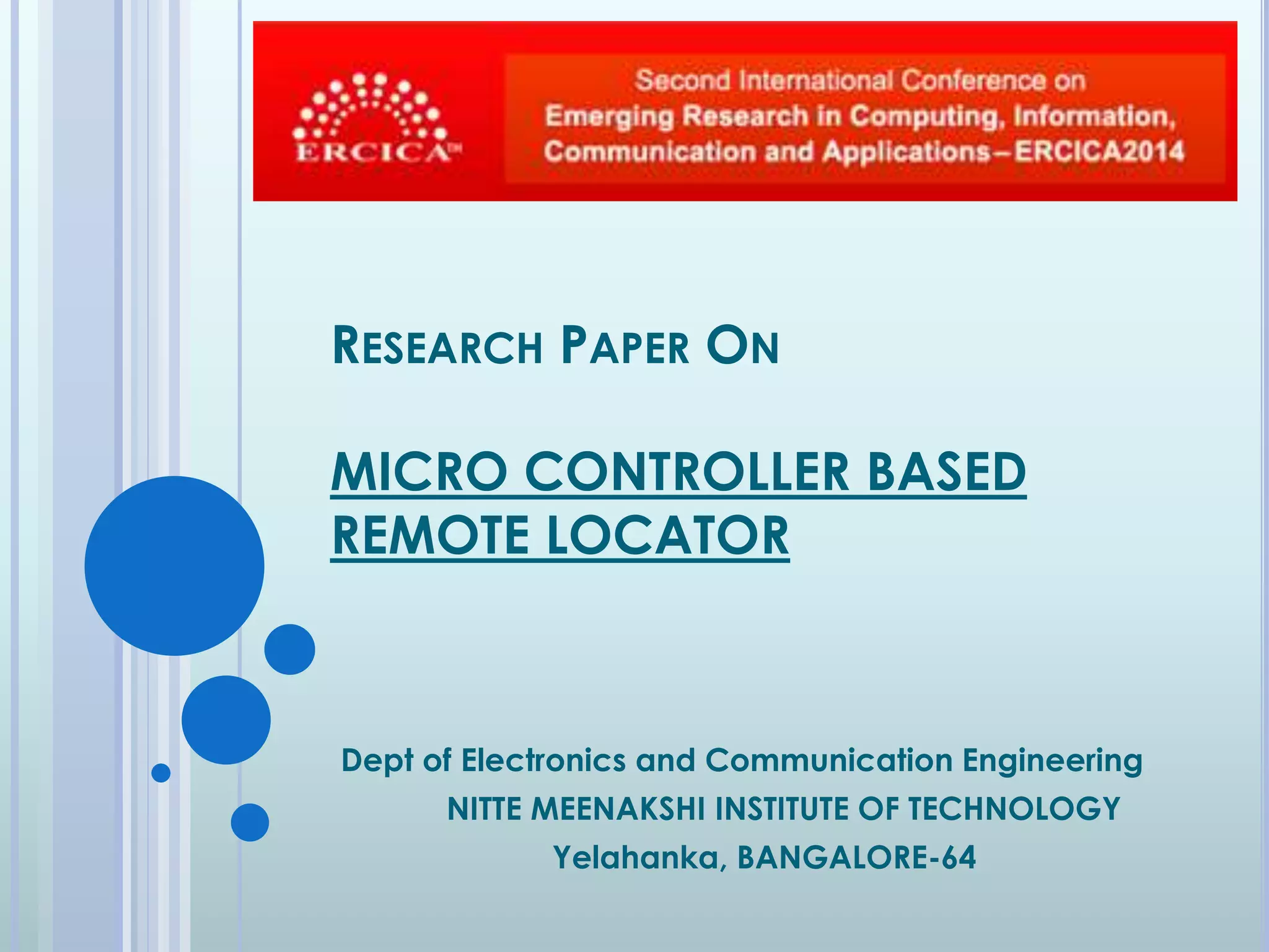 Microcontroller based remote locator | PPTX
