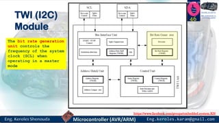 https://www.facebook.com/groups/embedded.system.KS/
Follow us
Press
here
#LEARN_IN DEPTH
#Be_professional_in
embedded_systemTWI (I2C)
Module
46
The bit rate generation
unit controls the
frequency of the system
clock (SCL) when
operating in a master
mode
 