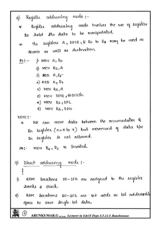 Microcontrollers(8051) Notes written by Arun Kumar G, Associate ...