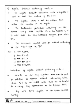 Microcontrollers(8051) Notes written by Arun Kumar G, Associate ...