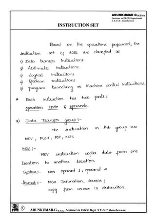 Microcontrollers(8051) Notes written by Arun Kumar G, Associate ...
