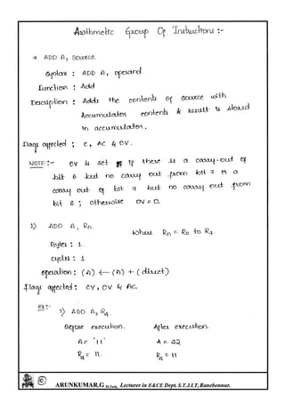 Microcontrollers(8051) Notes written by Arun Kumar G, Associate ...