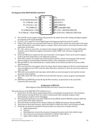 Microcontrollers 8051 MSP430 notes | PDF
