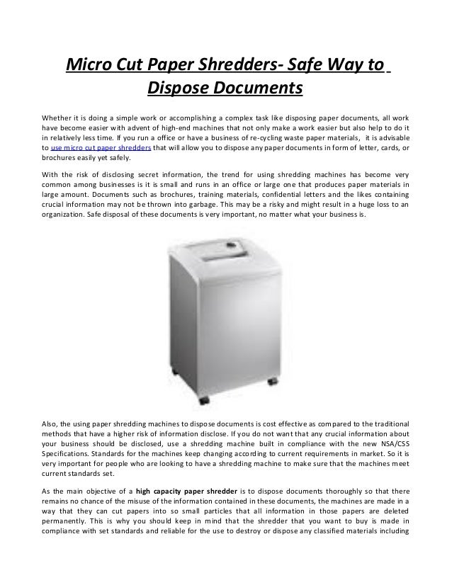 Micro cut paper shredders safe way to dispose documents