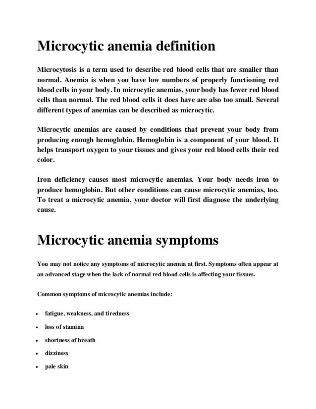 Microcytic anemia definition