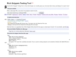 Rich Snippets Testing Tool
http://www.google.com/webmasters/tools/richsnippets?url=http%3A%2F%2Fwww.hotels2map.com%2Fblog%2Fd11004%2F&view=



<div itemscope itemtype="http://schema.org/Product">
       <span itemprop="name">Kenmore White 17" Microwave</span>
       <img src="kenmore-microwave-17in.jpg" alt='Kenmore 17" Microwave' />
       <div itemprop="aggregateRating" itemscope itemtype="http://schema.org/AggregateRating">
                 Rated <span itemprop="ratingValue">3.5</span>/5
                 based on <span itemprop="reviewCount">11</span> customer reviews
       </div>
       <div itemprop="offers" itemscope itemtype="http://schema.org/Offer">
                 <span itemprop="price">$55.00</span>
                 <link itemprop="availability" href="http://schema.org/InStock" />In stock
       </div>
       Product description:
       <span itemprop="description">0.7 cubic feet countertop microwave. Has six preset cooking categories and convenience features like
       Add-A-Minute and Child Lock.</span>
</div>
 
