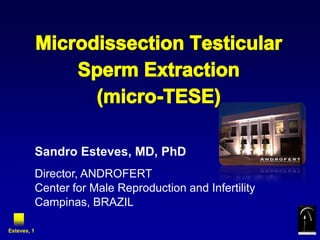 Sandro Esteves, MD, PhD
             Director, ANDROFERT
             Center for Male Reproduction and Infertility
             Campinas, BRAZIL

Esteves, 1
 